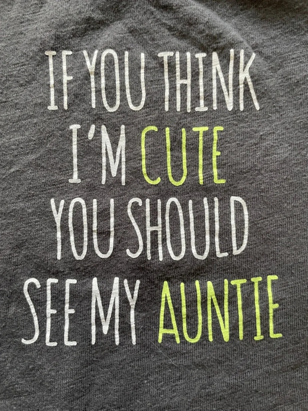 2/$5 Carter's Dark Gray Graphic Baby One-Piece with Lime Accent Cute Aunt Auntie
